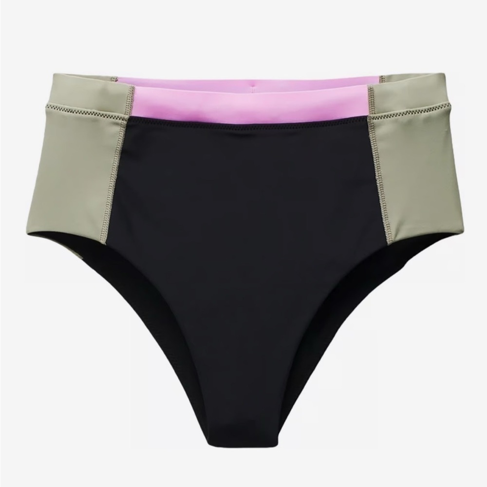 NWT Prana Baja Bound Swim Bottom in Black Colour Block Size Large